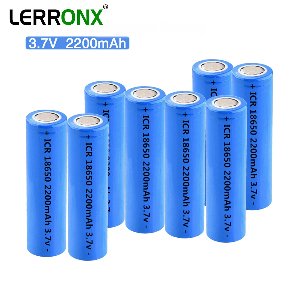 

LERRONX ICR18650 3.7V 2200mAh Li ion 18650 Rechargeable battery for Flashlight Headlight Lithium Power Electronic Products