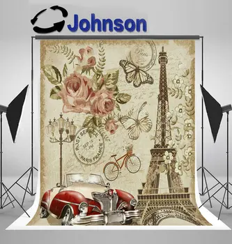 

wall backdrops Vinyl cloth High quality Computer print Vintage Paris Vintage Eiffel Tower photo studio background
