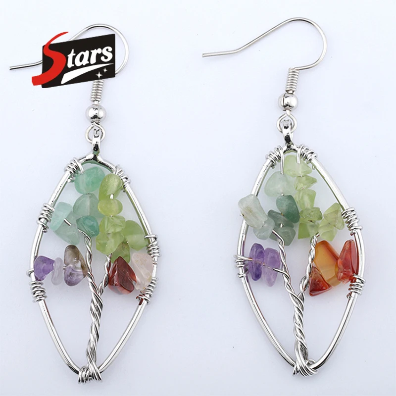 

Singreal Life Tree Fluorite Stone Natural Stone Earrings for Women Reiki Costume Jewelry Long/Drop Vintage Earrings Girl 2019