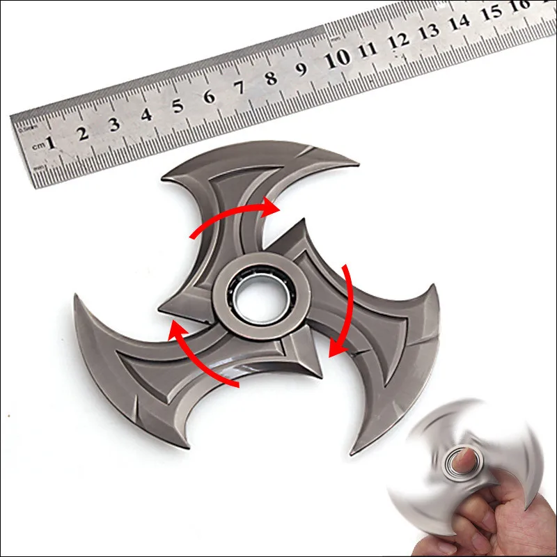 

New Hand Spinner LOL Shadow Master Zed Shuriken High quality Zinc Alloy Weapons Keychain Model Kids Christmas Gift