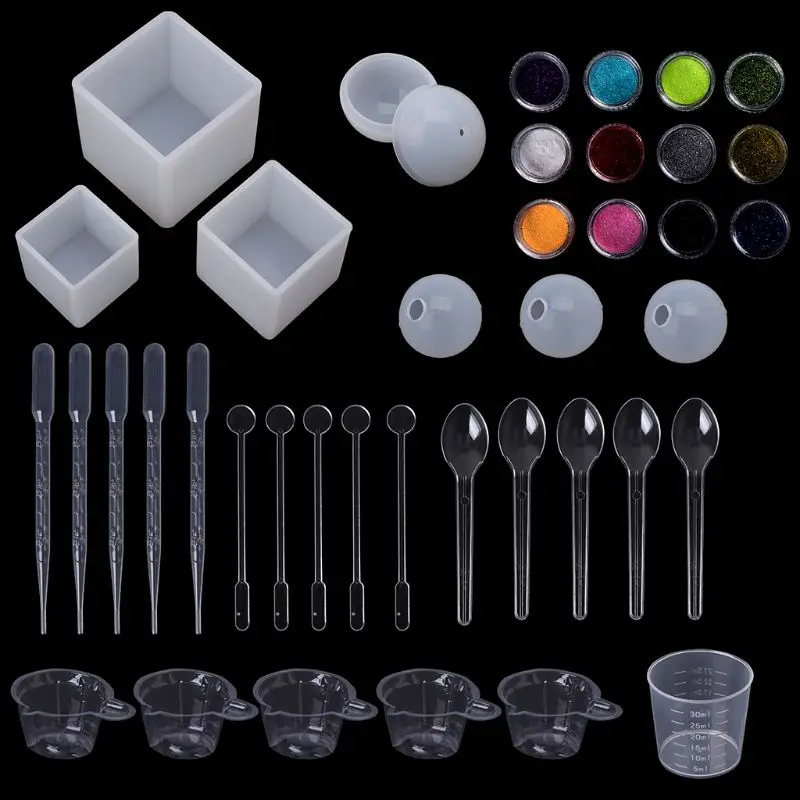 

1 Set Silicone Mold Jewelry Epoxy Mould Tool Set For DIY Crafts Measuring Cup Glitter Decoration Handmade Making Accessories
