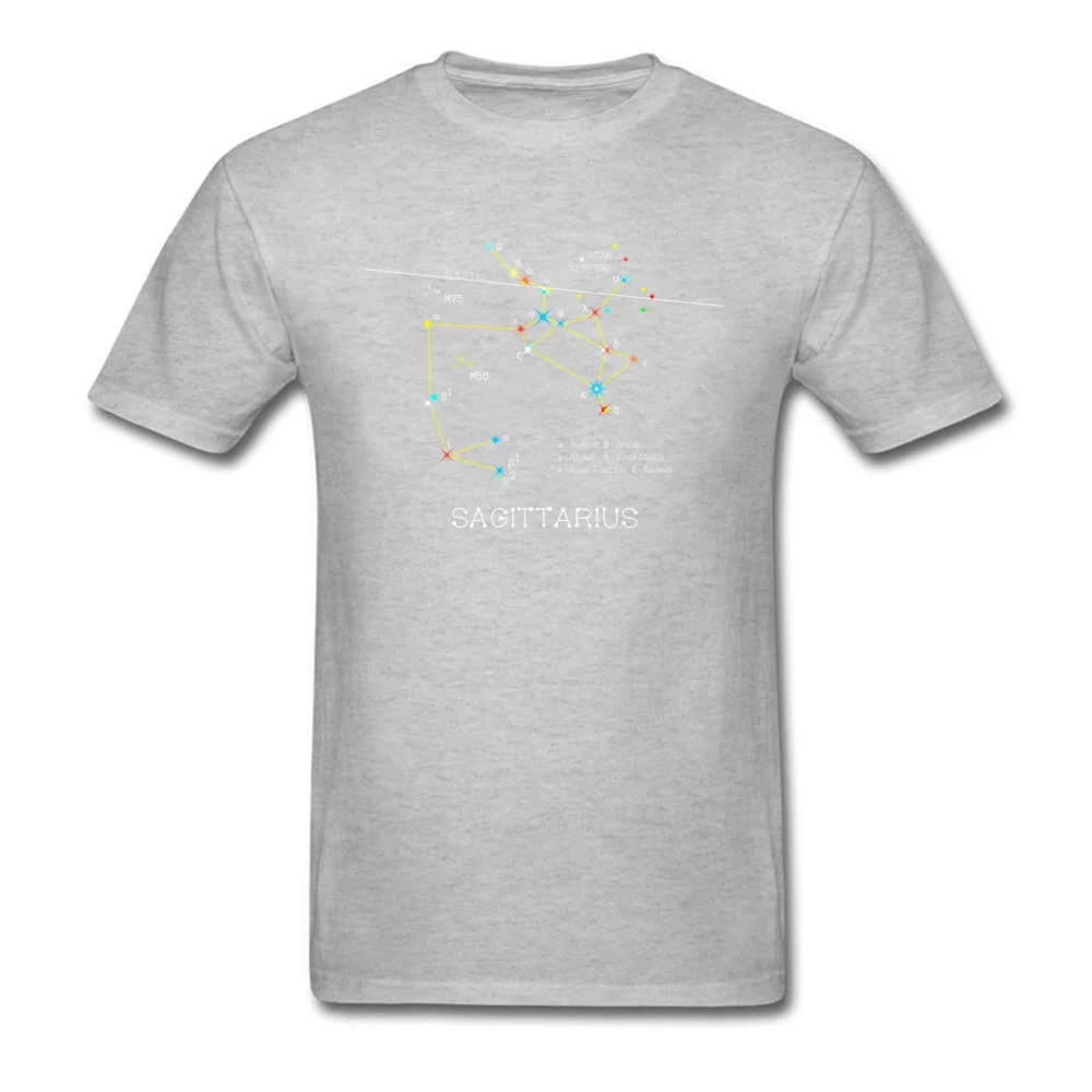 FamilyLeisure Short Sleeve Tees Father Day Brand Crewneck Pure Cotton T-Shirt Men Top T-shirts Zodiac Constellation Sagittarius  Zodiac Constellation Sagittarius grey