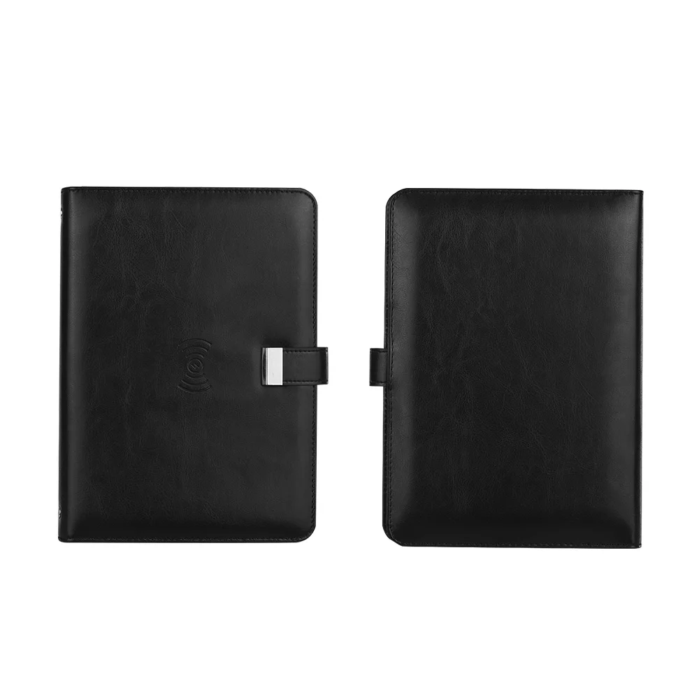 

PU Leather Office Document Folder Multi Functional Power Bank Notebook Business Power Capacity Compatible for iPhone iPad