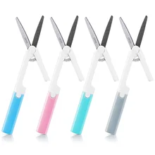 Cute Kawaii Scrapbook Paper Adult Safety Utility Kids Student Portable Small Mini Pocket Scissors Cutter Stationery, 4 Colors