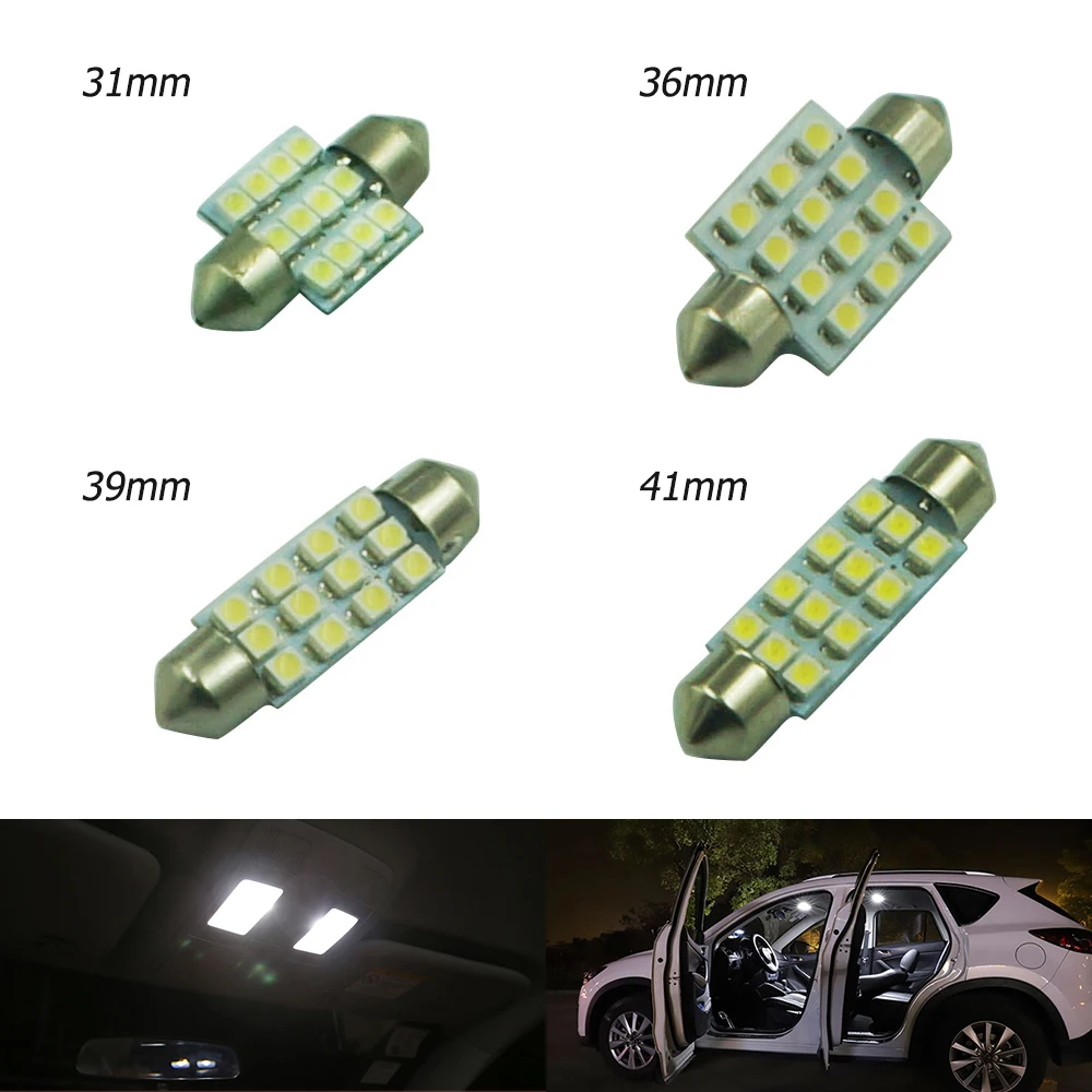 

1Pcs Car Dome White I205 Bulb Light 31mm 36mm 39mm 41mm 12 3528-SMD LED Interior Festoon Lamp