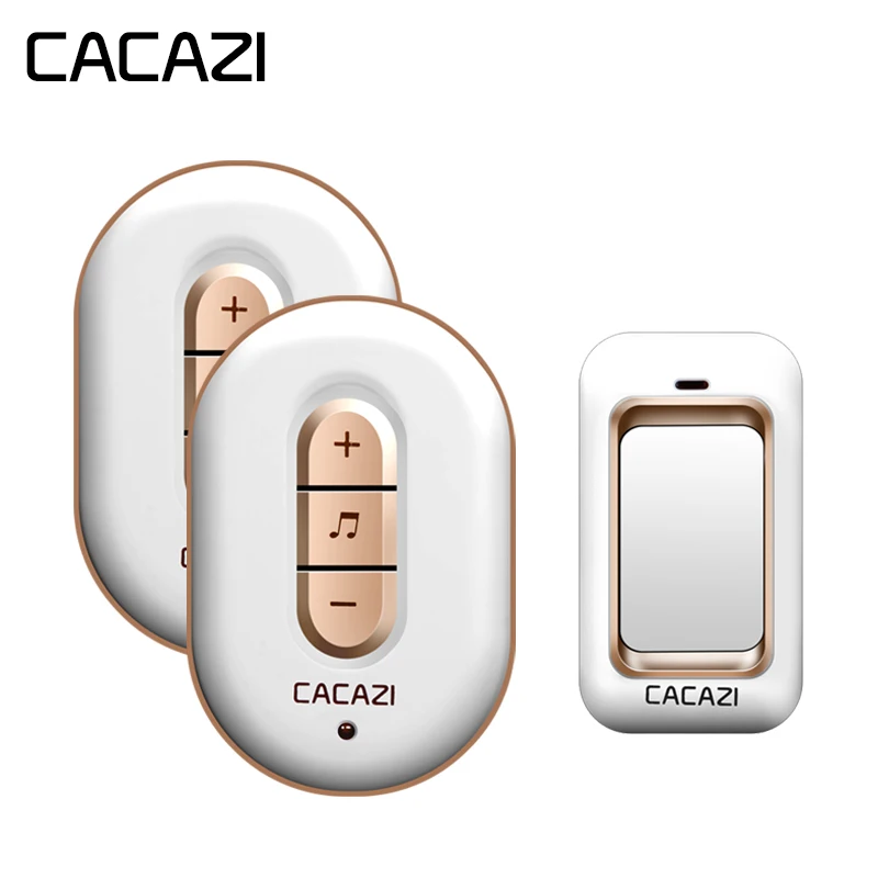 

CACAZI Self-powered Wireless Doorbell No Battery Waterproof Button 200M Remote LED Light Home Cordless Bell 48 Chimes 6 Volume