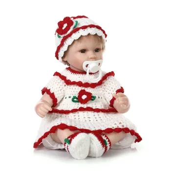 

Nicery 16-18inch 40-45cm Bebe Doll Reborn Soft Silicone Boy Girl Toy Reborn Baby Doll Gift for Children White Red Sweater Girl