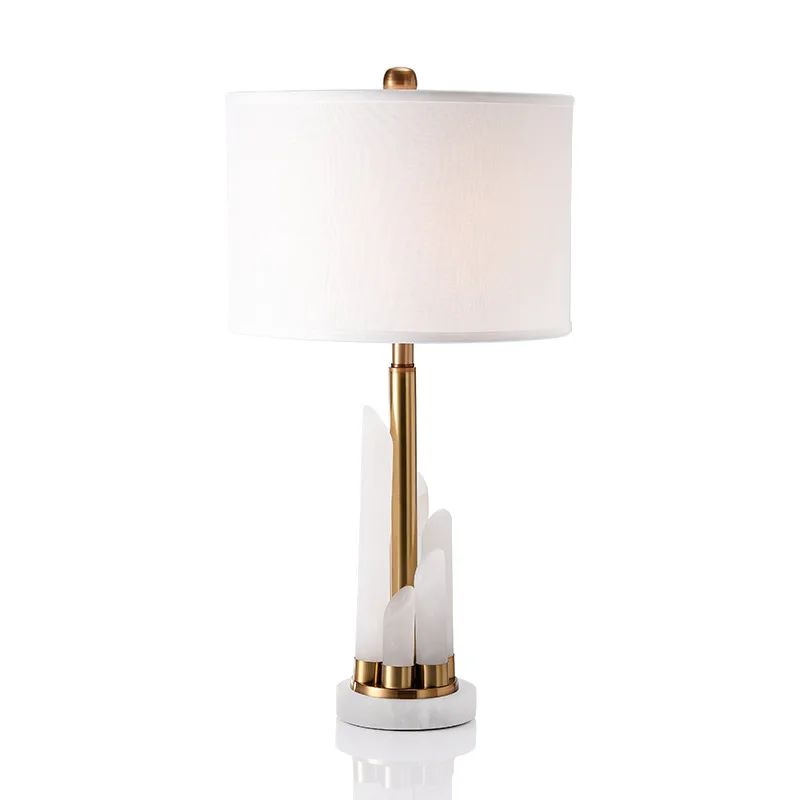 

New Chinese Style Simple Creative Fashion Table Lamps Cloth Cover Marble Iron Table Lamps Living Room Bedroom Study Table Lamps