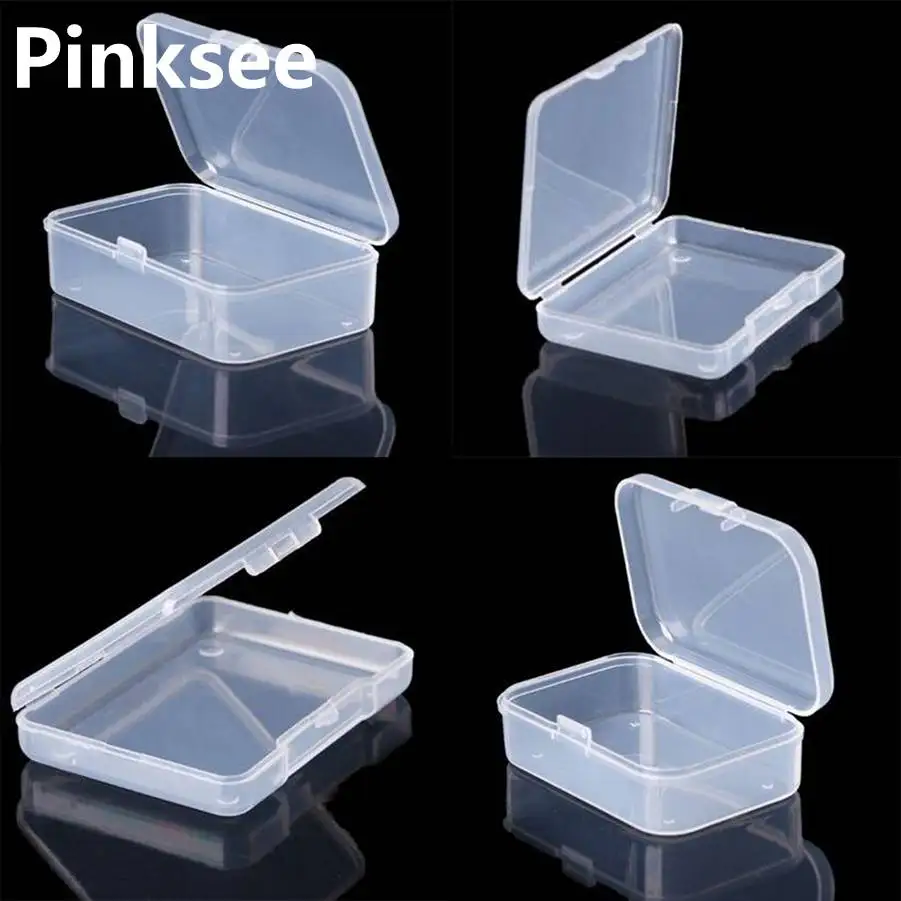 1PC Plastic Rectangular Clear Transparent Jewelry Storage Box Piercing Collection Container Organizer Display Case 8 Styles