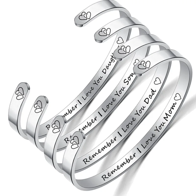 

stainless steel Cuff Bangle Bracelet Engraved The Love Between A Mother and Daughter Knows No Distance Inspirational Jewelry