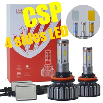 

Automobile Headlight 3 Colors 4 Sides CSP Chip H7 H4 LED Bulbs 9005 9006 H11 9012 9004 9007 12V by Filters 3 Colors
