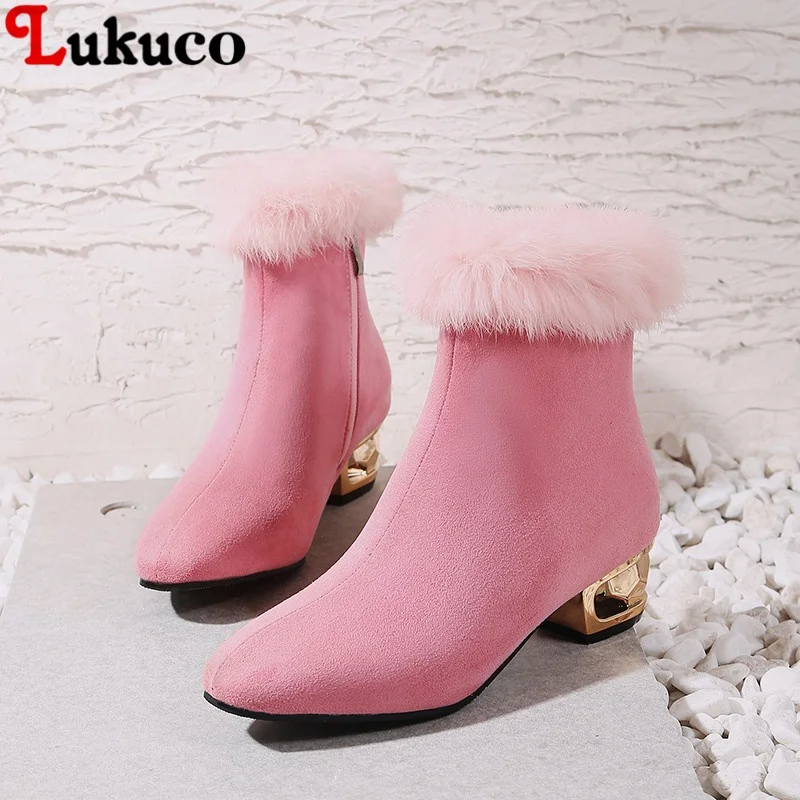 

Wholesale Safety Winter Warm Fur Ankle Boots Pointed Toe Pumps Big Size 43 44 45 46 47 48 High Quality Free Shipping Shoes Woman