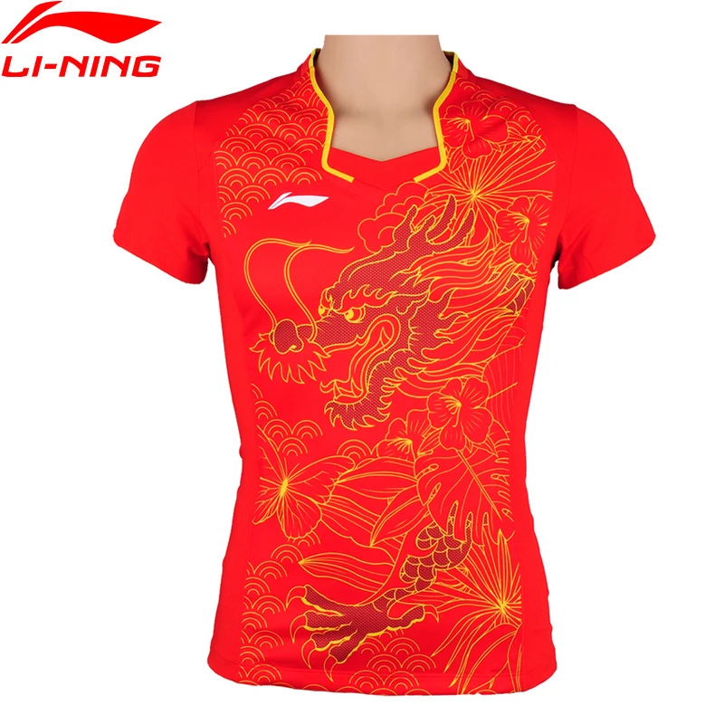 

Li-Ning Women Table Tennis Sport T-Shirt Quick Dry Fitness Comfort Competition Badminton LiNing Sports T-Shirt AAYM066