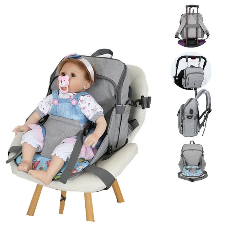 MOTOHOOD Portable Baby Seat Baby Diaper Bags Backpack Waterproof USB Stroller Baby Bag For Mom Organizer Maternity Bag  (19)