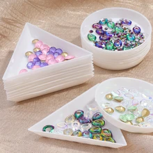 5 шт., белые треугольные круглые пластиковые стразы, бусины, хрустальные, для дизайна ногтей, сортировочные лотки для хранения предметов для ногтей, демонстрационный стенд, инструмент SAA11