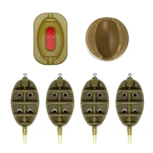 Cebador de método de pesca de carpa en línea, 4 alimentadores 15/20/25 / 35g 30/40/50/60g, juego de moldes, herramienta de pesca
