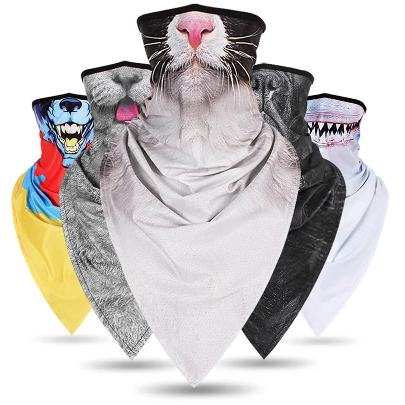 Men/Women long triangle animal mask magic hood quick-drying sand-proof breathable outdoor riding collar towel towel mask scarf