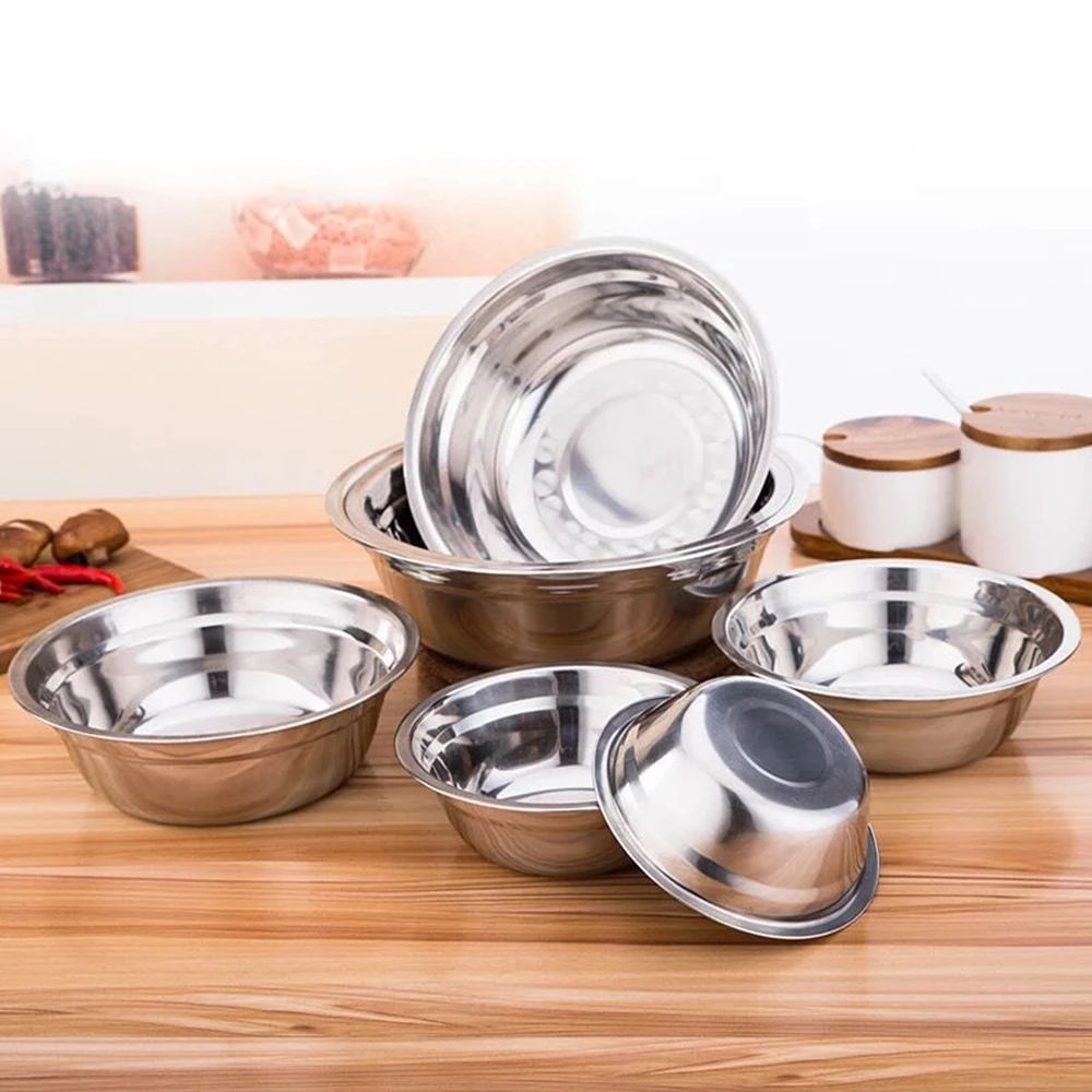 New 1Pc New 6 Size Stainless Steel Soup Bowls Multi function Round Soup Pot Soup Palte Dishes
