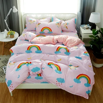 

Classic bedding set 5 size Stripe heart black bed linen 4pcs/set duvet cover set Pastoral bed sheet AB side duvet cover 2019 bed