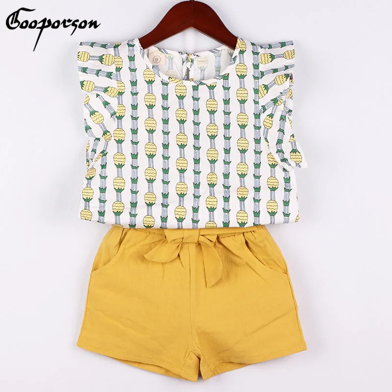 

New Brand Kids Girl Clothes Set Pineapple Printed Tops And Shorts 2 Pcs Clothing Suit For Children Clothing Suit Fashion Style