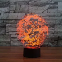 3D Древние животные дракон феникс ночник светодиодный сенсорный светильник 3D Визуальный ночник 7 цветов Изменение USB мощность бумажный фонарик