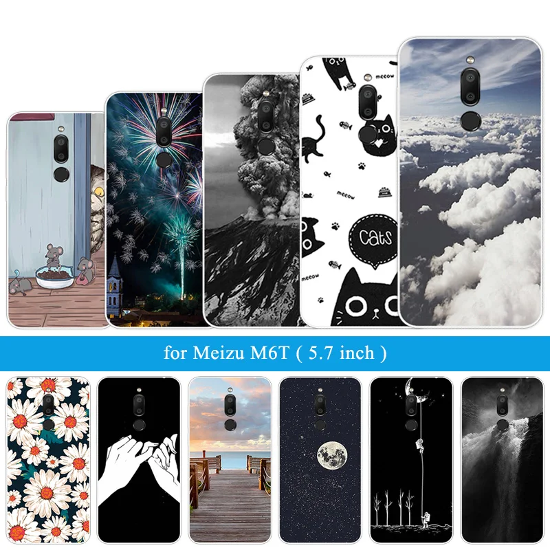 

5.7" For Meizu M6T Case Shell for Meizu M6T Black Cover Soft Mobile Phone Case for Meizu M6T Silicon Customized Wooden Fundas