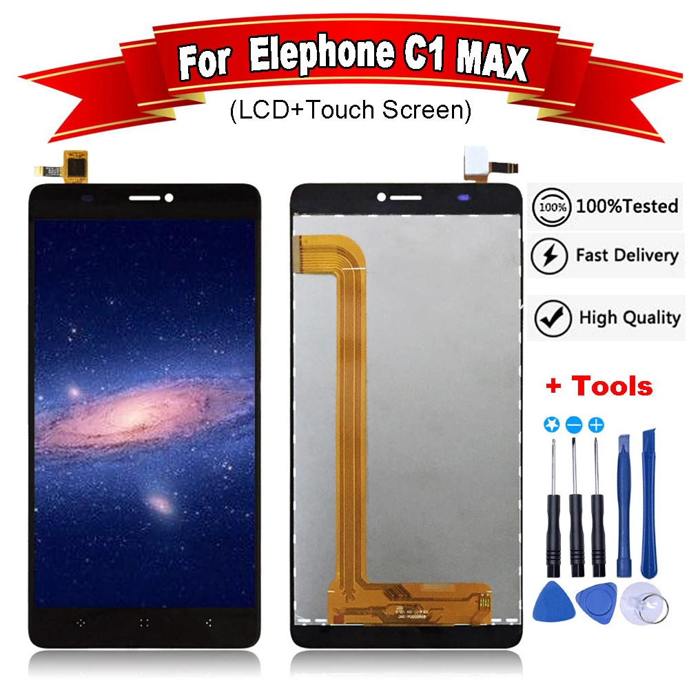 

New Original 1280X720 Fro Elephone C1 Max LCD Display+Touch Screen Assembly Repair Part 6.0 inch Mobile For Elephone C1 max