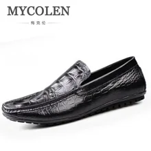Mycolen Лоферы для женщин крокодил модные однотонные Мужская обувь дышащие слипоны сезон: весна–лето Формальные противоскользящие мужчины обувь черный/коричневый