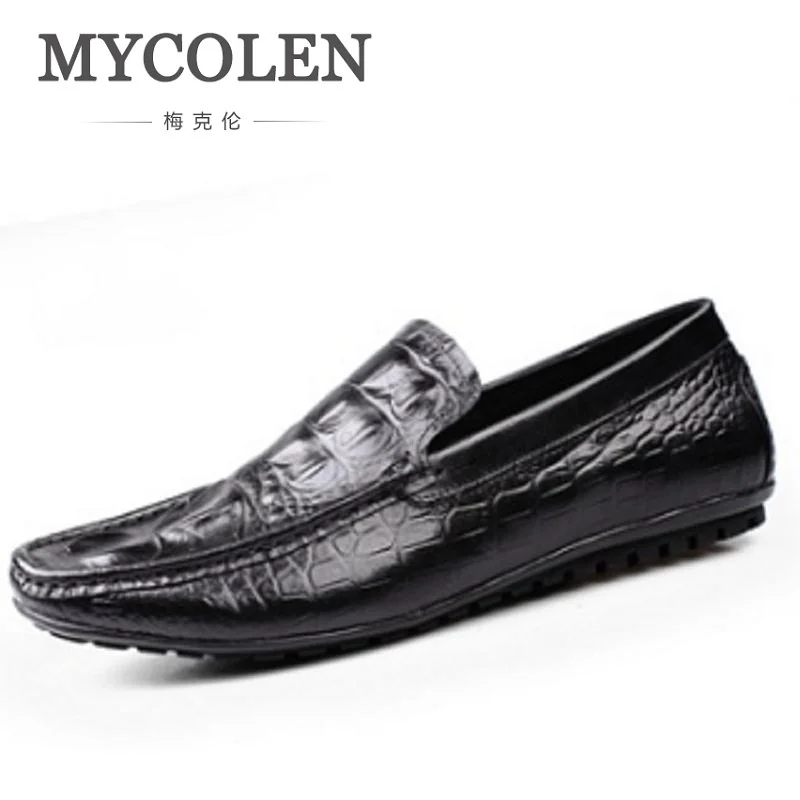 

MYCOLEN Loafers Crocodile Fashion Solid Men Shoes Breathable Slip On Spring Summer Formal Anti-Slip Male Footwear Black/Brown
