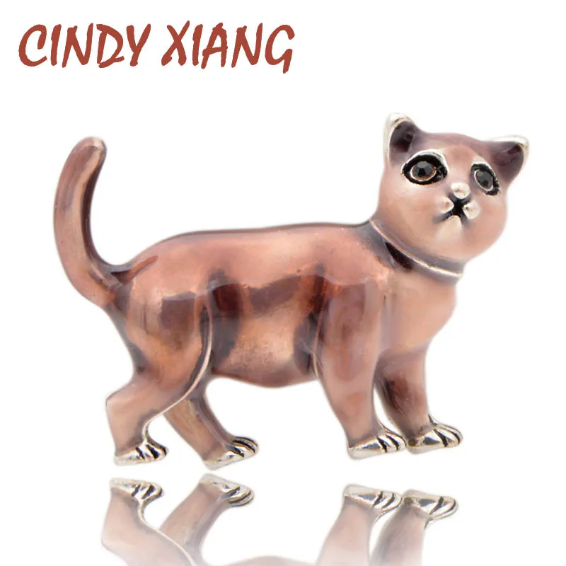 

CINDY XIANG Cute Cat Brooches for Women Enamel Kids Pins 3 Colors Available Animal Jewelry Fashion Coat Handbag Accessories Gift