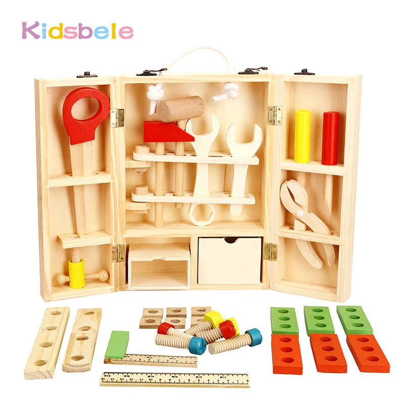 

Kids Wooden Toolbox House Pretend Play Toys For Children Simulation Repair Screwdriver Nut Toolbox Intelligence Development Toy
