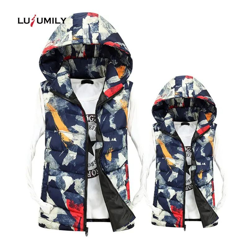

Lusumily Women Winter Warm Vest Casual Sleeveles Zip-up Camouflage Thick Vest Jacket with Removable Hood Pockets Gilet Waistcoat