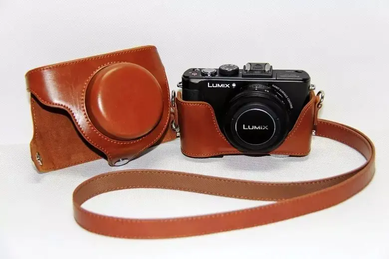 Кожаный чехол для камеры Panasonic Lumix сумка LX7 LX5 LX3 с плечевым ремнем в наличии на