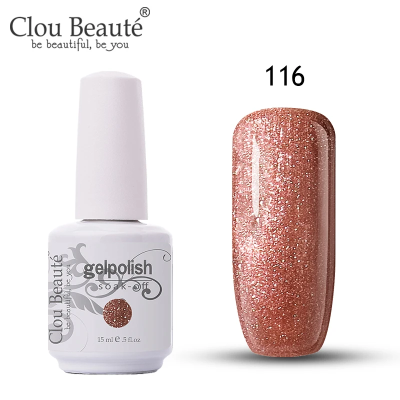 Clou Beaute Bling Блеск УФ-гель для ногтей Vernis Полупостоянный лак для ногтей замочить от телесного розового французский маникюрный лак - Цвет: 116