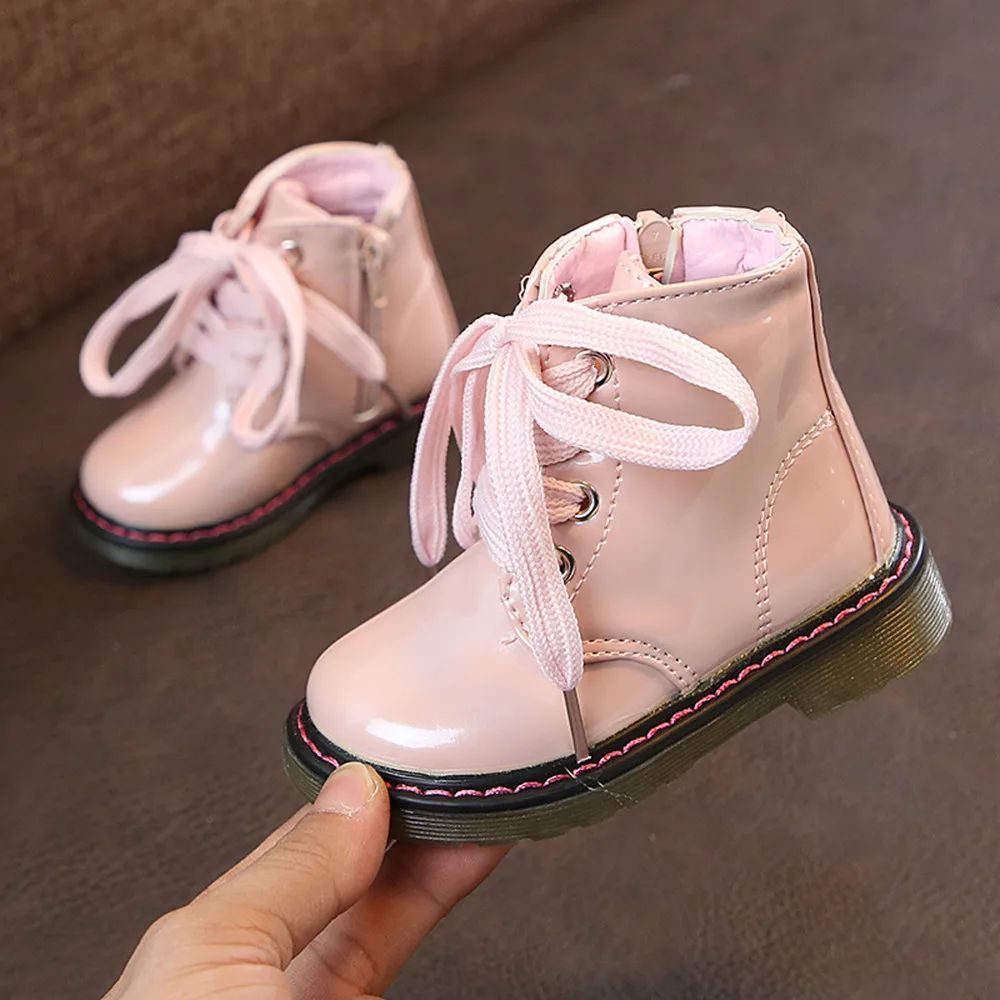 Children Motorcycle boots PU Leather Waterproof Boots Winter Kids Snow Boots Brand Girls Boys Shoes Rubber Sneakers Boots