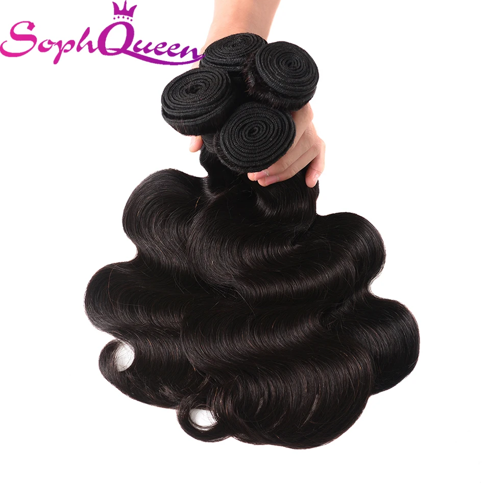 Soph Queen Hair Brazilian Body Wave Bundles Hair Weave Bundles 100% Remy Human Hair Extensions Double Weft
