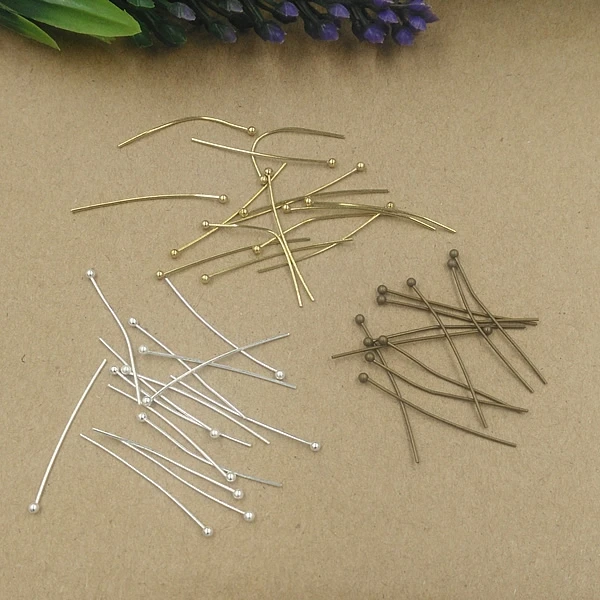 

200pcs Copper 16mm 30mm(24 gauge) Length Antique Bronze/Silver Metal Ball Head Pins For Diy Jewelry Making Findings