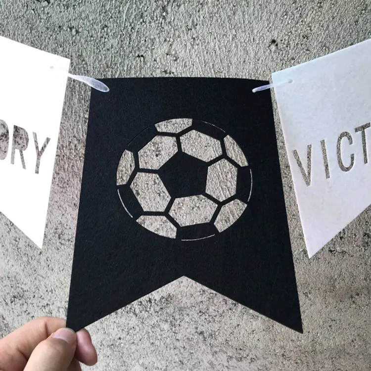 

1 set Hollow Football Pattern Banner Soccer Baby Boy Victory flag Personality Theme Birthday Party Background Wall Decoration E.