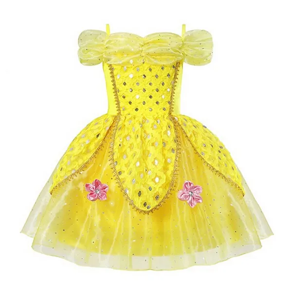 Belle Dress ZT347A Платье принцессы Белль для девочек; Детские карнавальные костюмы Белль; платье для маленьких девочек; нарядное желтое платье для малышей; Вечерние платья на Хэллоуин - Цвет: Belle Dress ZT347A