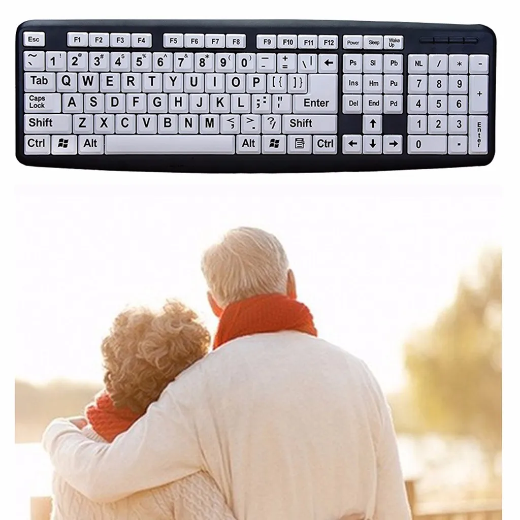 

Wired Keyboard Big Character Old Man Keyboard 107 Key USB Cable For Middle And Old Aged Home Computer Keyboard