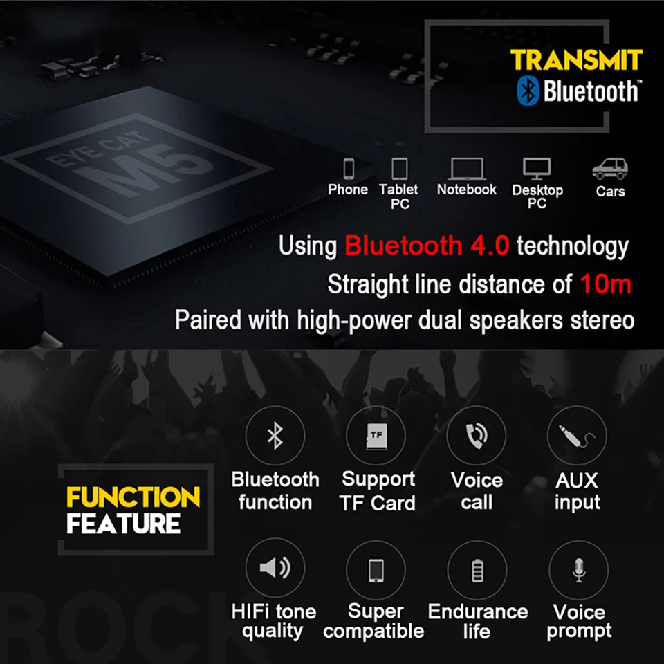 TOPROAD Портативный hifi беспроводной Bluetooth динамик деревянный бас Altavoz TF fm-радио caixa де сом Саундбар с микрофоном для телефона ПК