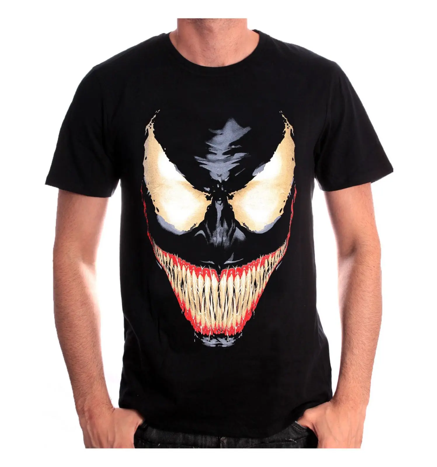 OFFICIAL MARVEL COMICS SPIDER-MAN VENOM FACE/ EYES BLACK T-SHIRT Mens T Shirts Short Sleeve Trend Clothing Top Tee Plus Size | Мужская
