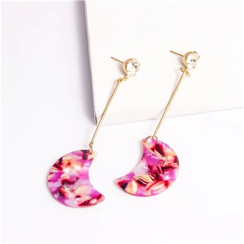 Donarsei Fashion ZA Crescent Leopard Acrylic Earrings For Women Boho Acetate C U Shape Drop Dangle Earrings Statement Jewelry - Окраска металла: 19