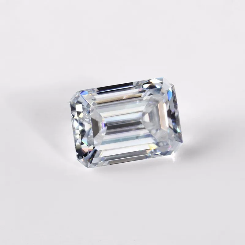 Драгоценный камень с изумрудно огранённым муассанитом 8 х10 мм|moissanite loose stones|loose