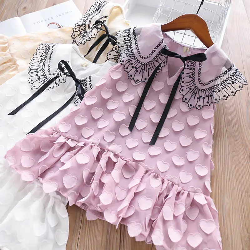

Roimyal Wholesale 2019 fashion 3 color cute girl square collar streamer patch love dress lip color stitching bow princess dress