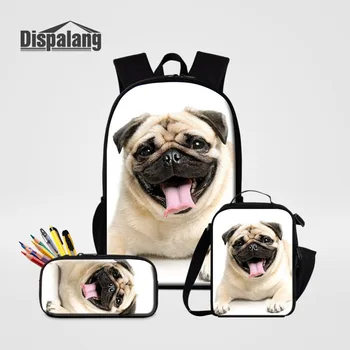 

Dispalang 3Pcs/set Children School Bags for Teenager Girls Bulldog Prints Students Large Satchel Animal Bookbag Pencil Case Bag