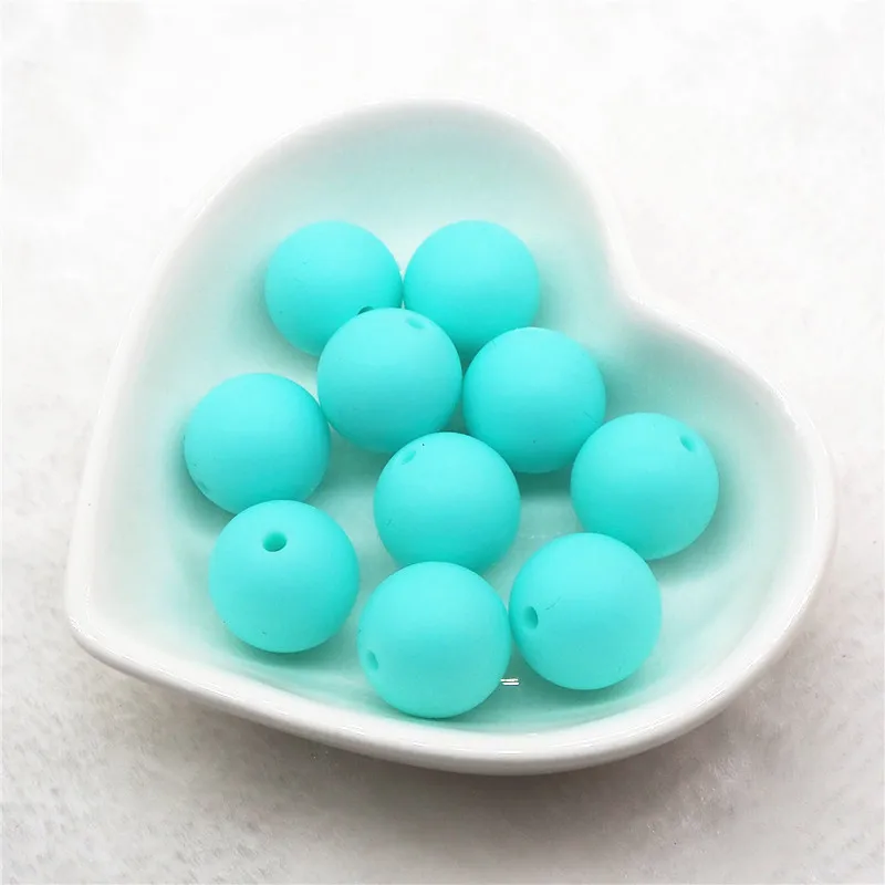 Blue Green Chengkai 100 шт 9 мм 12 мм 15 мм Силиконовые Бусины DIY Детская соска украшения для приема гостей сенсорная игрушка свободный Круглый бисер для изготовления - Цвет: Blue Green