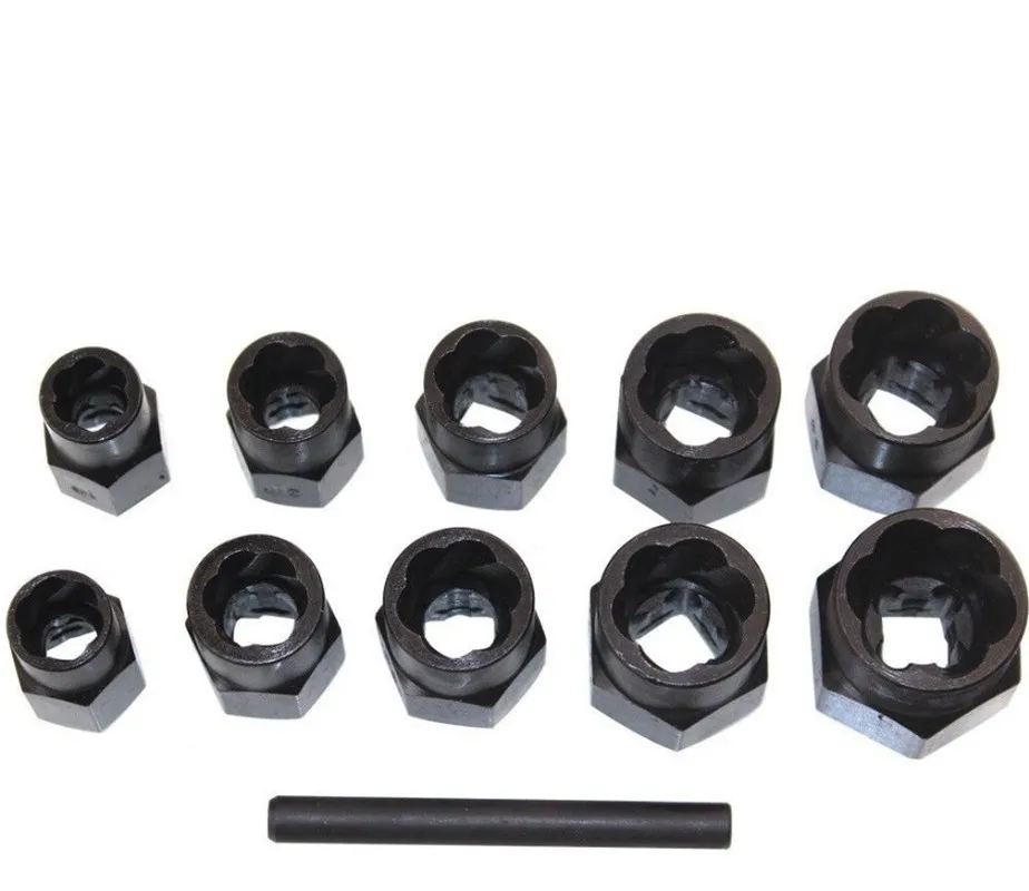 3/8" & 1/2" Dr. Damaged Lock Lug Nut Removal Socket Tool 11pcs Twist