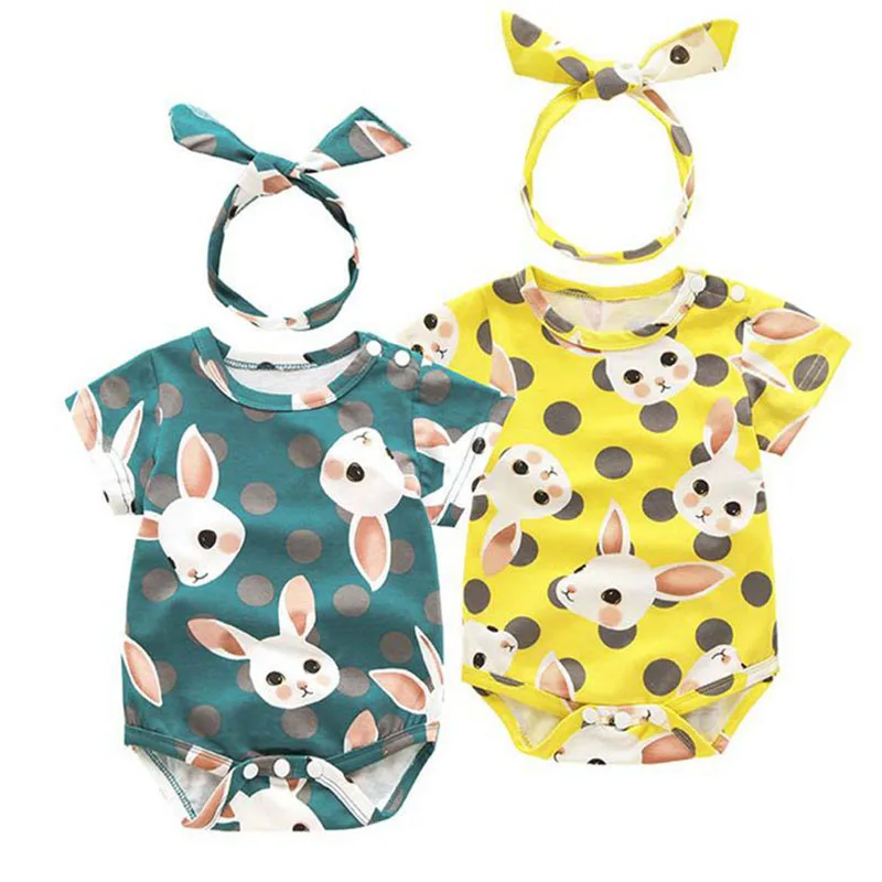 

0~18 Months Baby Clothes Cute Kawaii Rabbit Pattern Triangle Romper New Born Baby Clothes Summer Thin Section