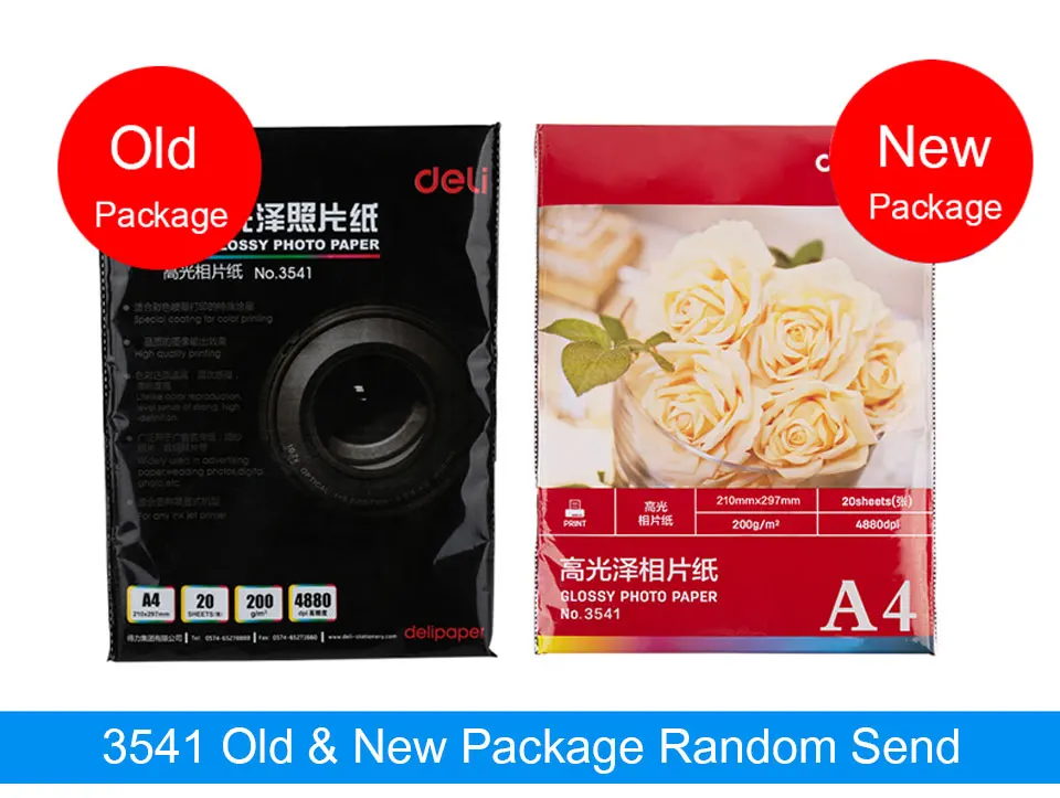Deli Оптовая продажа высокое качество 4R/A4 светящаяся фотобумага для большинства струйных принтеров глянцевая фотобумага для домашнего